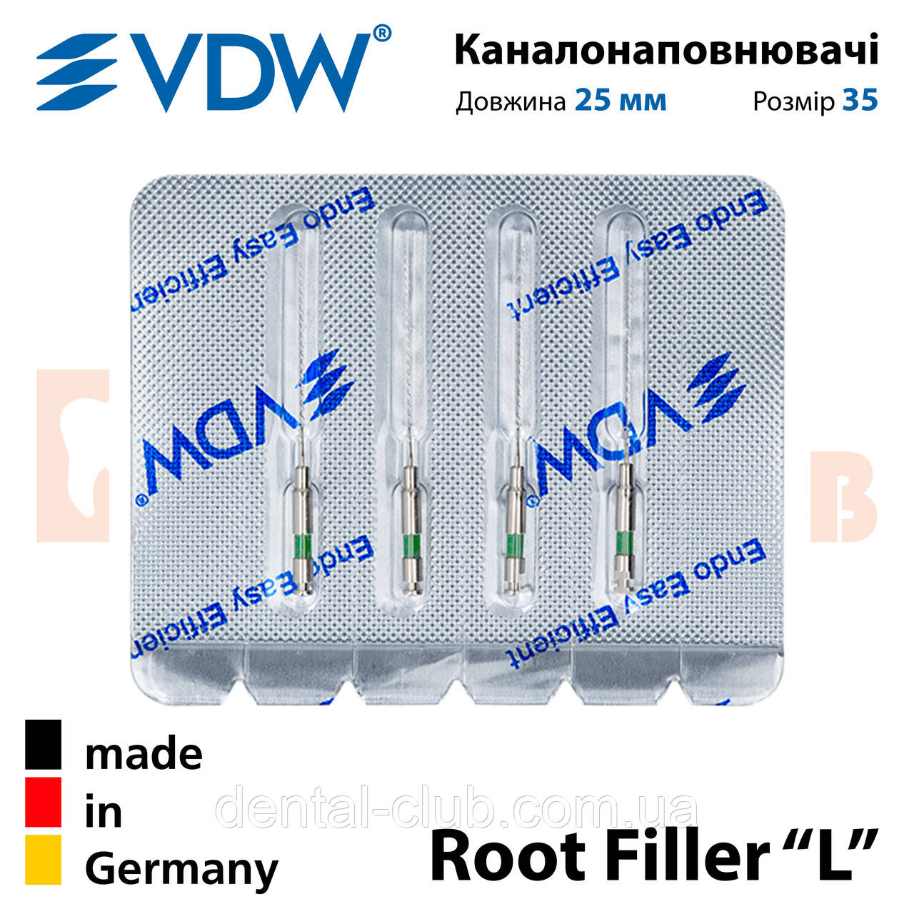 Каналонаповнювачі ВДВ, тип L - VDW Root Filler “L” - L 25 мм, ISO 35