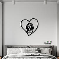 Панно Heart Американський англійський кунхаунд 20x20 см - Картини та лофт декор з дерева на стіну.