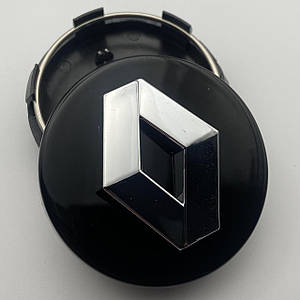 Ковпачок на диски Renault 60 мм 57 мм чорні з хром логотипом