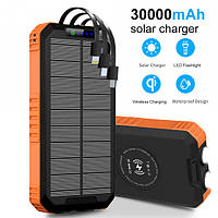 Повербанк із сонячною панеллю VHG DN49 30000 mAh Wireless Solar Power Charger Orange
