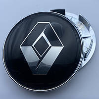 Колпачок с логотипом Renault 68 мм 62 мм черные с хром логотипом