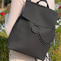 Женская сумка-рюкзак с откидным клапаном Марио (29х12х34 см), Графит / Сумка трансформер