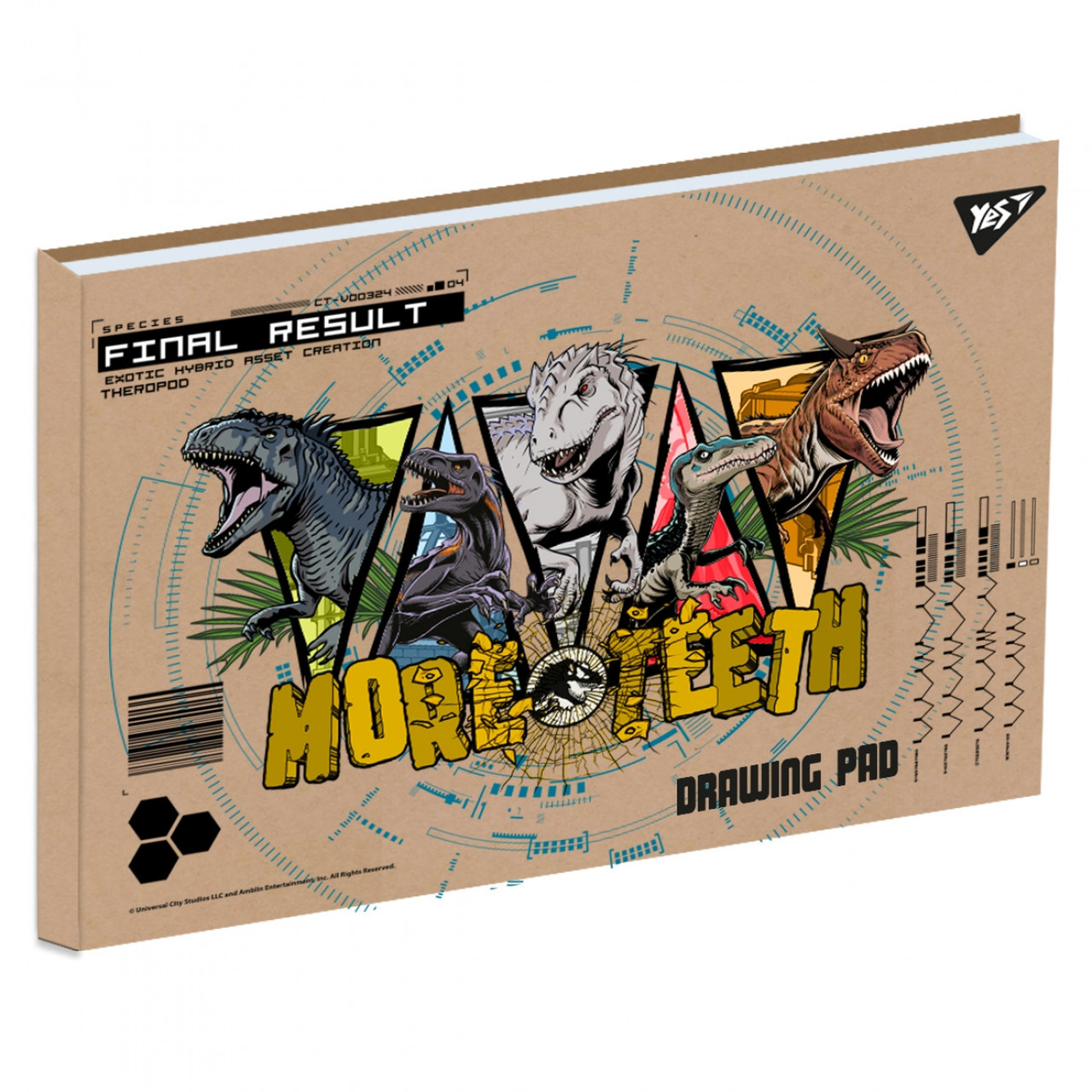 Альбом для малюв. склейка 40/100 A4 "Jurassic world" крафт білила №130548/Yes/(6)(60)