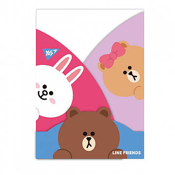 Папка-куточок "Yes" Line Friends №492084 A4 з 3 фігурними клапанами(10)