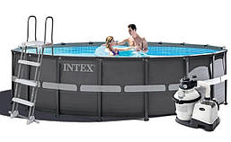Збірний каркасний басейн Інтенекс для дому та дачі, Intex 26326 ULTRA XTR 488*122 см, сходи, тент, насос, фото 6