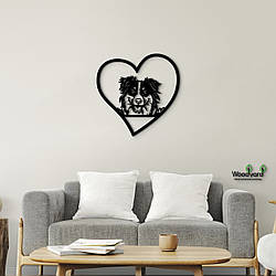 Панно Heart Австралійська вівчарка 20x20 см - Картини та лофт декор з дерева на стіну.