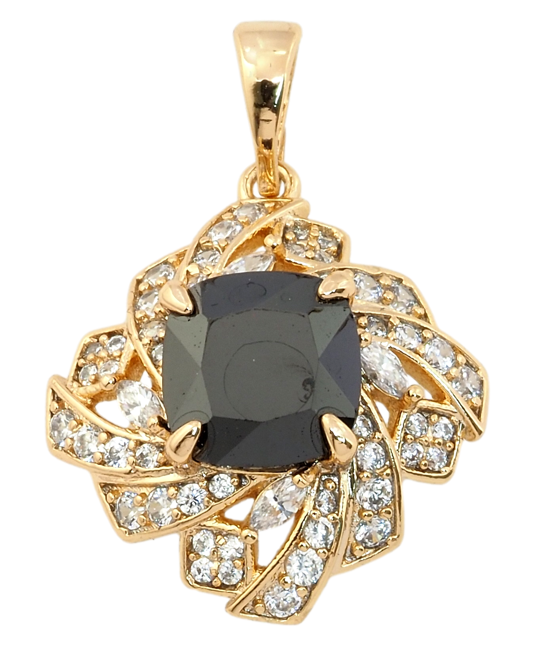 Кулон Xuping Позолота 18K "Чорний фіаніт з інкрустацією цирконієм" для ланцюжка до 5мм