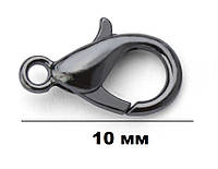 Карабин с кольцом для браслетов темный никель 10 мм. Основа для брелка.