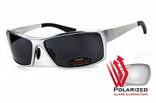 Окуляри поляризаційні BluWater Alumination-1 Silver Polarized (gray) чорні, в сріблястій оправі
