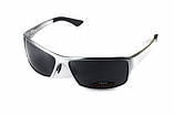 Окуляри поляризаційні BluWater Alumination-1 Silver Polarized (gray) чорні, в сріблястій оправі, фото 4