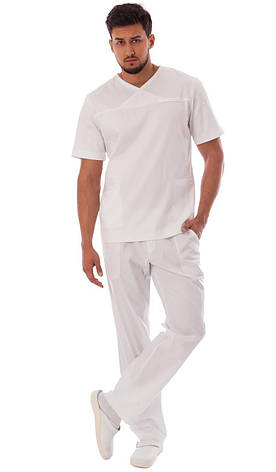 Чоловічий медичний костюм Орест білий - Костюм для масажиста, фото 2