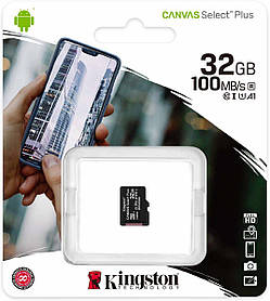 Карта Пам'яті KINGSTON MICROSDHC 32 GB CANVAS SELECT+ A1 (W100/R85)