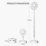 Вентилятор P11 акумуляторний 7200MAh (до16 годин) з пультом, з обертанням, підлоговий/настільний, таймер USB, фото 10