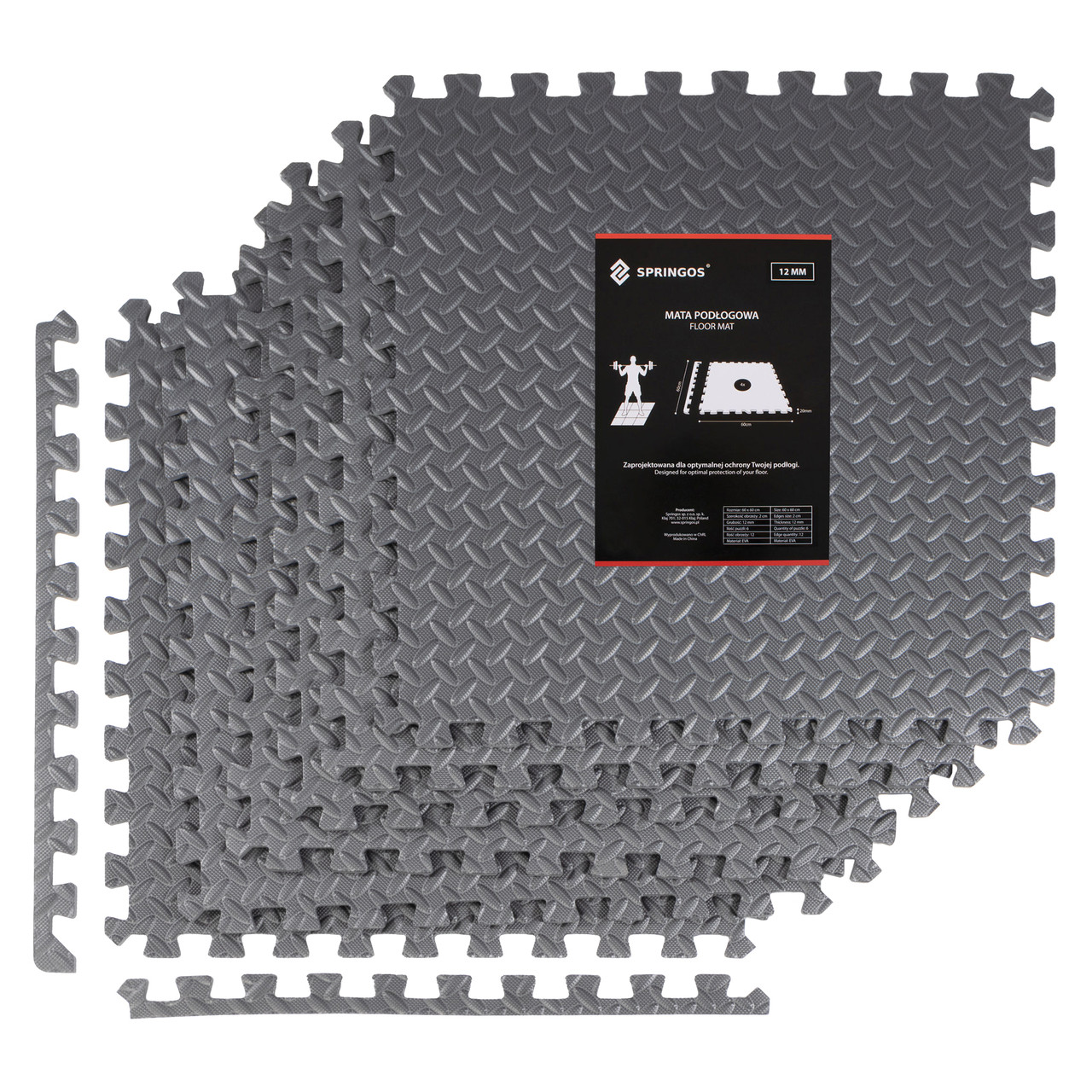 Мат-пазл (ласточкин хвіст) Springos Mat Puzzle EVA 180 x 120 x 1.2 cм FM0005A Graphite