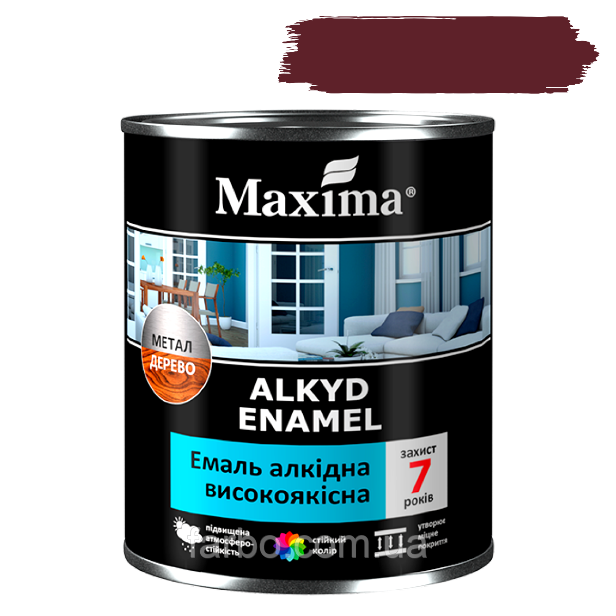 Емаль алкідна високоякісна Maxima вишнева 2.3кг