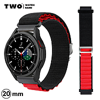 Ремешок для Samsung Galaxy Watch 4 Classic 40mm/42mm/46mm нейлоновый Чёрный с красным