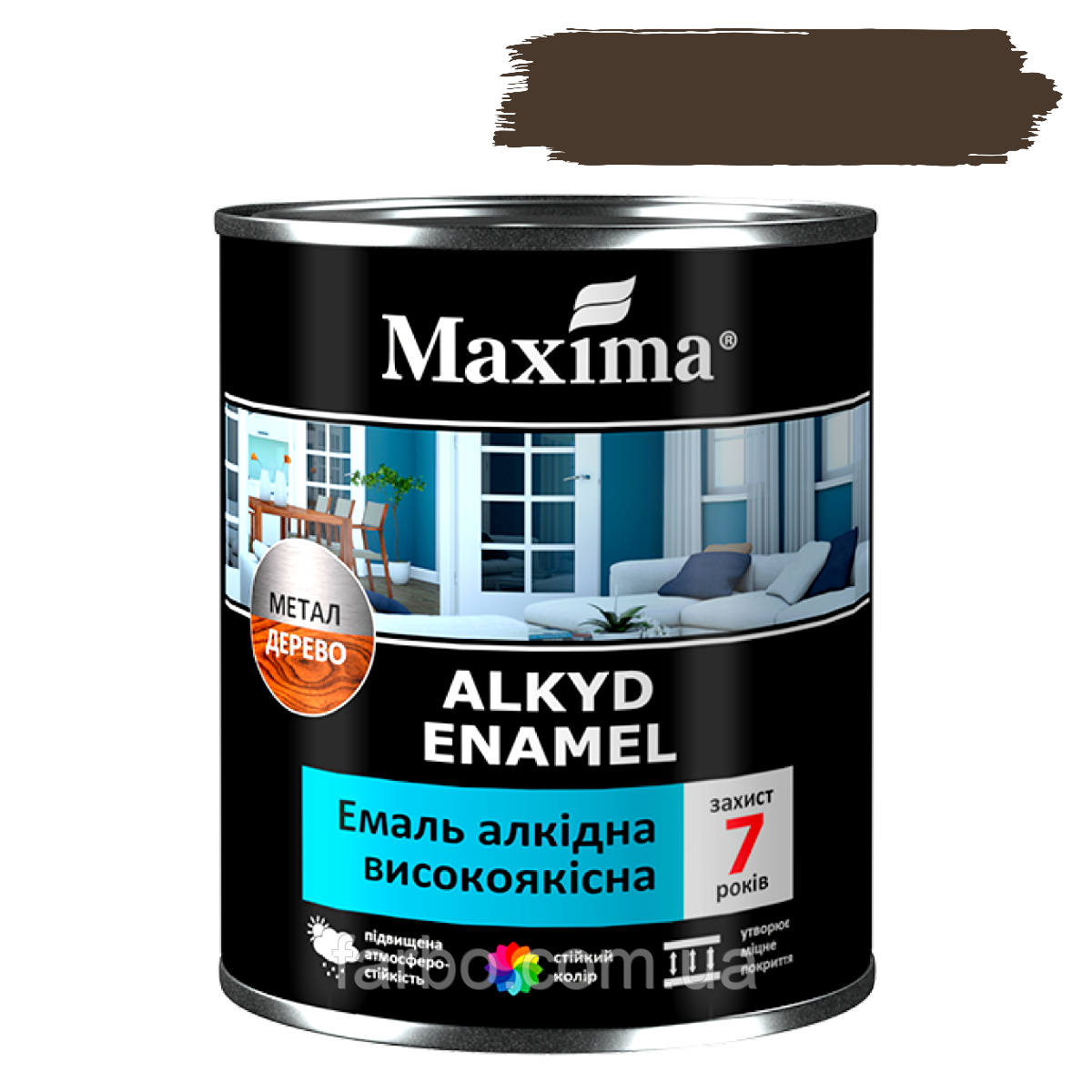 Емаль алкідна високоякісна Maxima горіх 2.3кг, фото 1