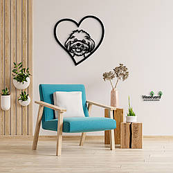 Панно Heart Бішон фрізе 20x20 см - Картини та лофт декор з дерева на стіну.