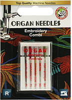 Иглы швейные для вышивания ORGAN Embroidery Combi-Box для бытовых швейных машин блистерная упаковка 5 штук