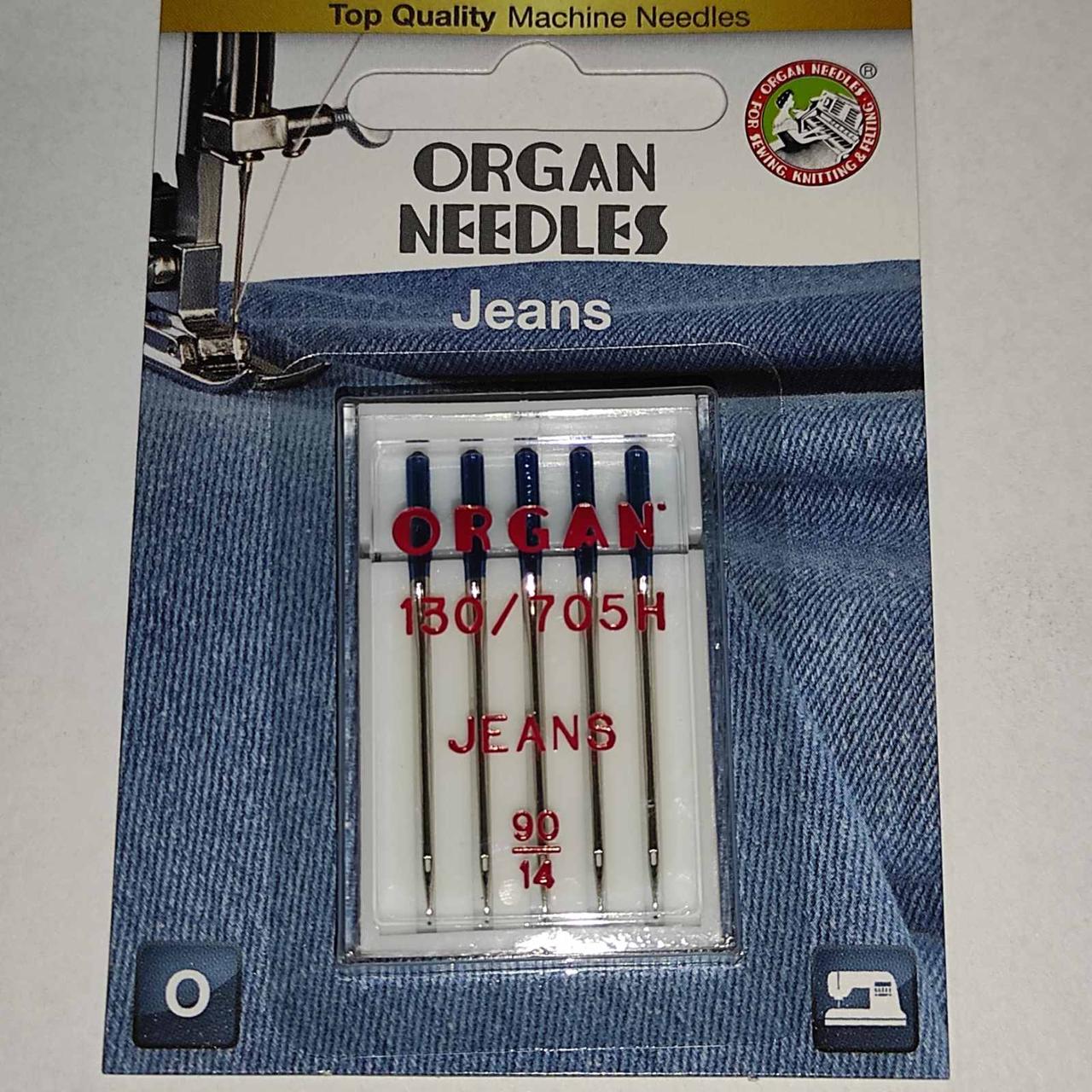 Голки швейні для джинсу ORGAN JEANS №90 для побутових швейних машин блістерна упаковка 5 штук (7036)