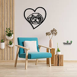 Панно Heart Бішон фрізе 20x20 см - Картини та лофт декор з дерева на стіну.
