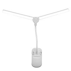 DR Настільна USB LED-лампа гнучка, подвійна з акумулятором і прищіпкою біла
