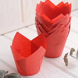 Форма паперова для випічки Тюльпан червона 50х55/80 мм, 10 шт