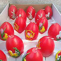 Свечи декоративные Пасхальные яйца гусиные красные 8,5*5,5 см