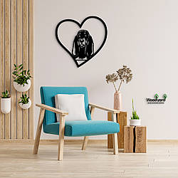 Панно Heart Чорно-підпалий гончак 20x20 см - Картини та лофт декор з дерева на стіну.