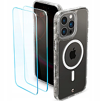 Прозрачный чехол-накладка Spigen Cyrill Shine Magsafe Glitter Case for iPhone 14 Pro Max + 2x Protective Glass