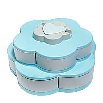 Тарілка-менажниця Wellamart для снеків та фруктів двоярусна з кришкою(7951)