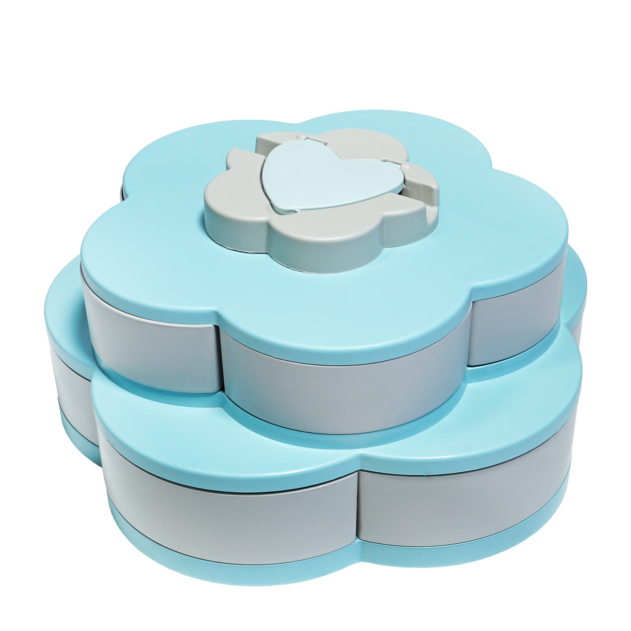 Тарілка-менажниця Wellamart для снеків та фруктів двоярусна з кришкою(7951), фото 1