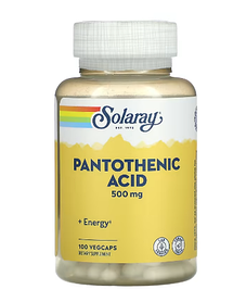 Пантотенова кислота вітамін В5 (Pantothenic Acid) 500 мг Solaray 100 рослинних капсул