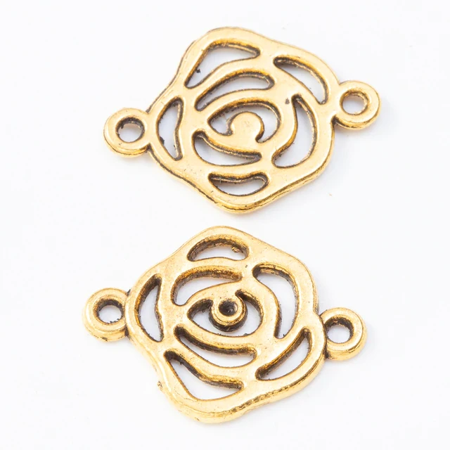 Конектор Finding Квітка троянда Античне золото Цинковий сплав 21 мм x 15 мм х 1 мм