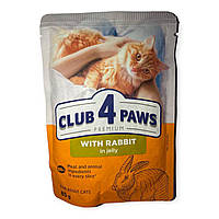 Влажный корм С кроликом в желе для взрослых кошек Club 4 Paws Премиум Плюс 85 г