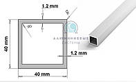 40х40х1,2 / 1 метр / труба квадратна анодована