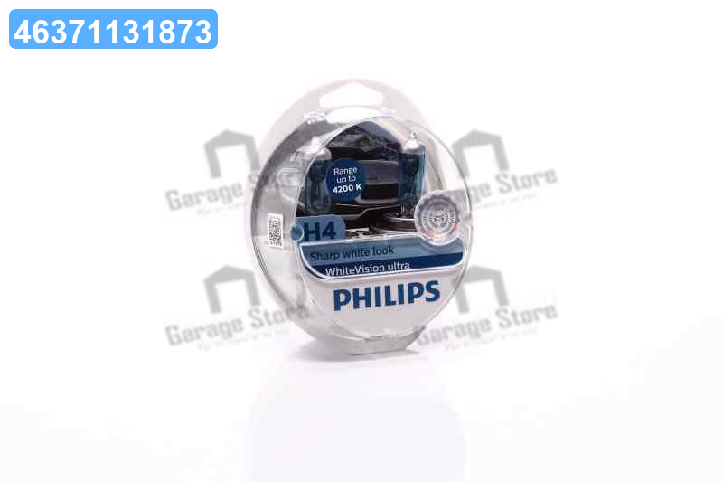 Лампа розжарювання H4 12V 60/55W WhiteVision ULTRA +60 (4200K) (компл) (вир-во Philips) 12342WVUSM, фото 1