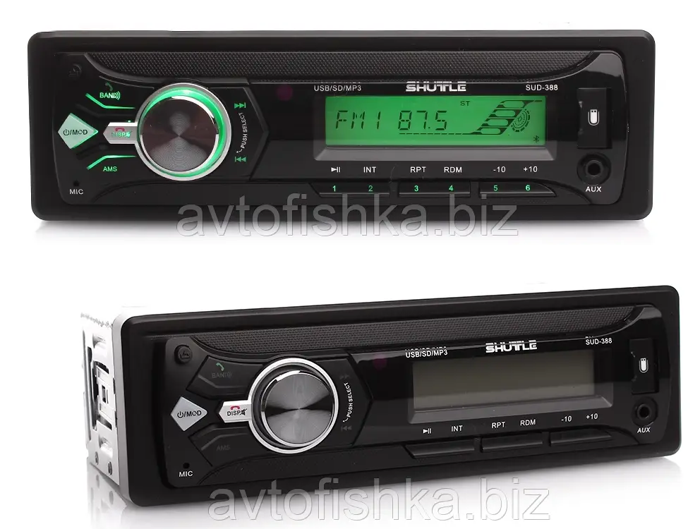 Автомагнітола в машину з Bluetooth Shuttle SUD-388 зелене підсвічування. Магнітофон для авто, фото 1
