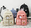 Оригінальний набір для школярки 4в1, Рюкзак, сумочка, пенал Ведмедик, фото 10