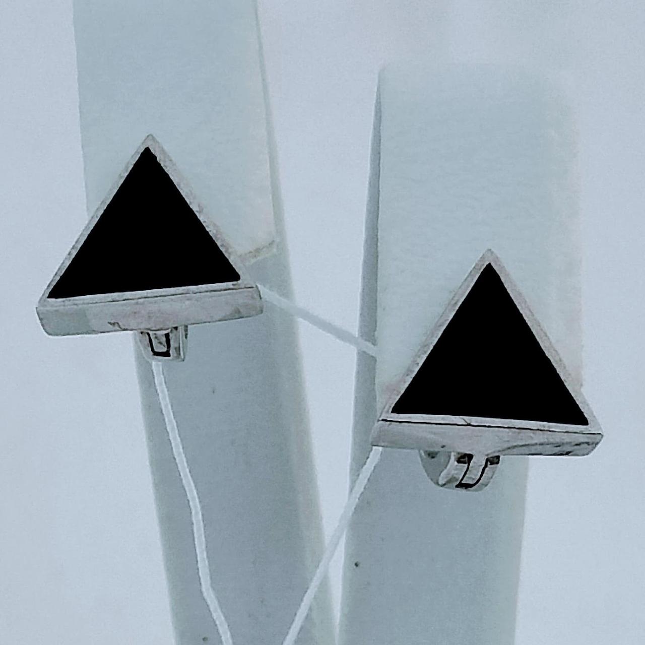 Срібні Жіночі Сережки з Обсідіаном 3,09г - фото 1 - id-p1782088127