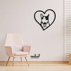 Панно Heart Бультер'єр 20x20 см - Картини та лофт декор з дерева на стіну.