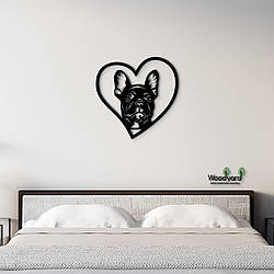 Панно Heart Французький бульдог 20x20 см - Картини та лофт декор з дерева на стіну.