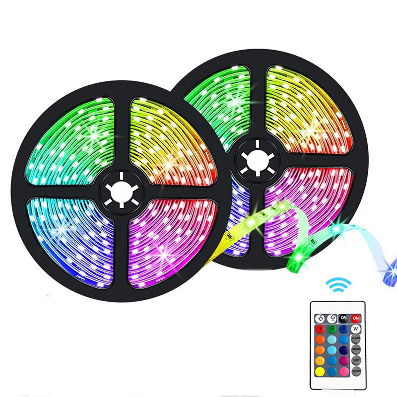 Набір 2 шт - Світлодіодна Led стрічка 5м, 5050 RGB, з пультом керування / Неонова стрічка / Підсвічування в кімнату, фото 1