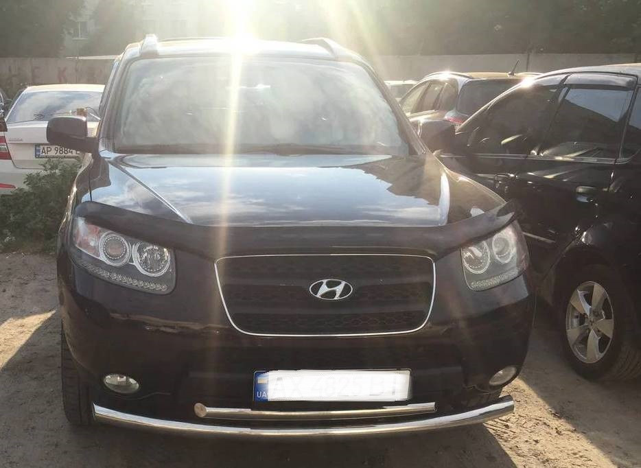 Захист на бампер Труба подвійний з неіржавкої сталі на Hyundai Santa Fe 2 2006-2010, фото 1
