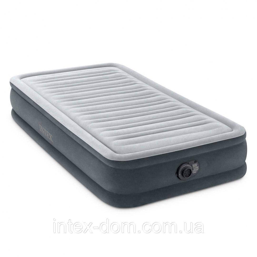Односпальне надувне ліжко Intex 67766(99х191х33) Comfort-Plush Mid Rais Airbed + вбудований електронасос