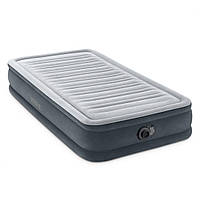 Односпальне надувне ліжко Intex 67766(99х191х33) Comfort-Plush Mid Rais Airbed + вбудований електронасос