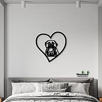 Панно Heart Бульмастиф 20x20 см - Картины и лофт декор из дерева на стену.