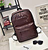 Стильний міський чоловічий рюкзак чорний, коричневий еко шкіра+ кардхолдер в подарунок(PS), фото 2