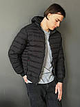 Куртка чоловіча стьобана весняна весна-осінь з манжетом Туреччина чорна. Живе фото, фото 3