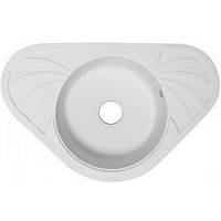 Кутова мийка для кухні граніт із сифоном 76*48 см AquaComposit Victori Колір 01 Білий